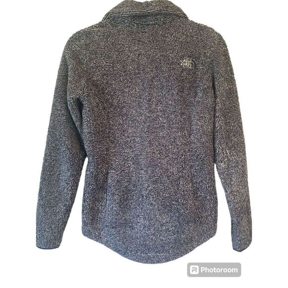 THE NORTH FACE Women’s S/P Fleece Jacket Gray Fuzzy Full Zip Pockets Logo - Picture 2 of 5